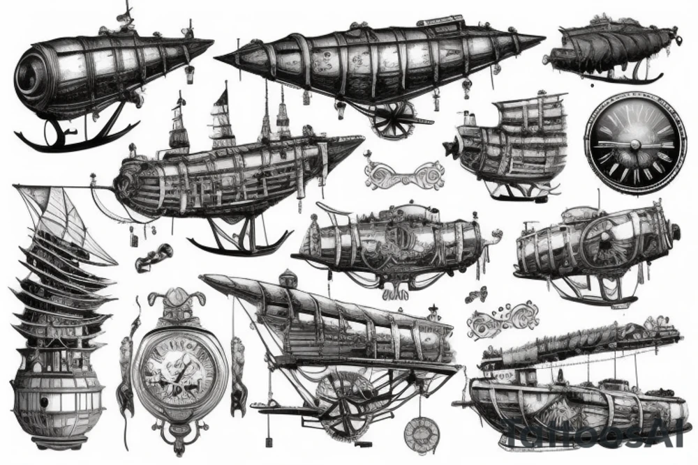 steampunk airship tattoo idea