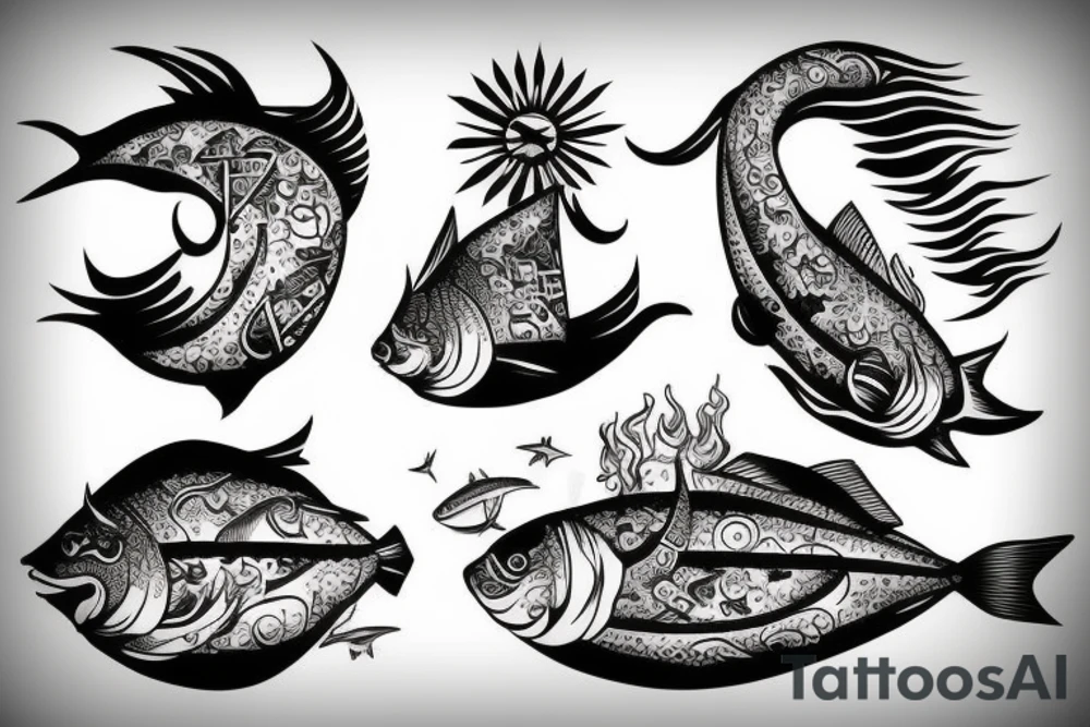 airship in the form of a fish tattoo idea