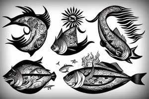 airship in the form of a fish tattoo idea