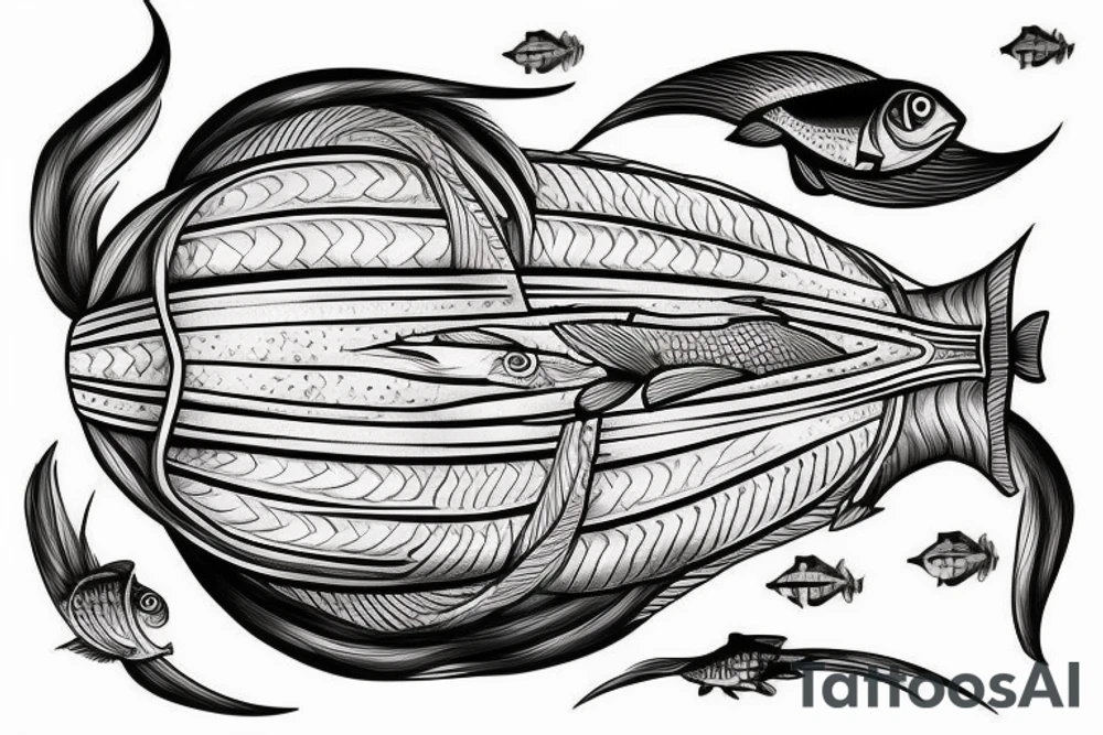 airship in the form of a fish tattoo idea