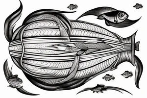 airship in the form of a fish tattoo idea