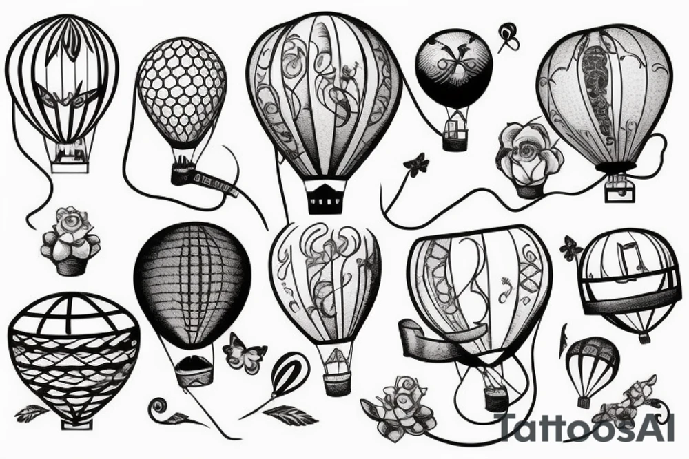 balloon with basket tattoo idea