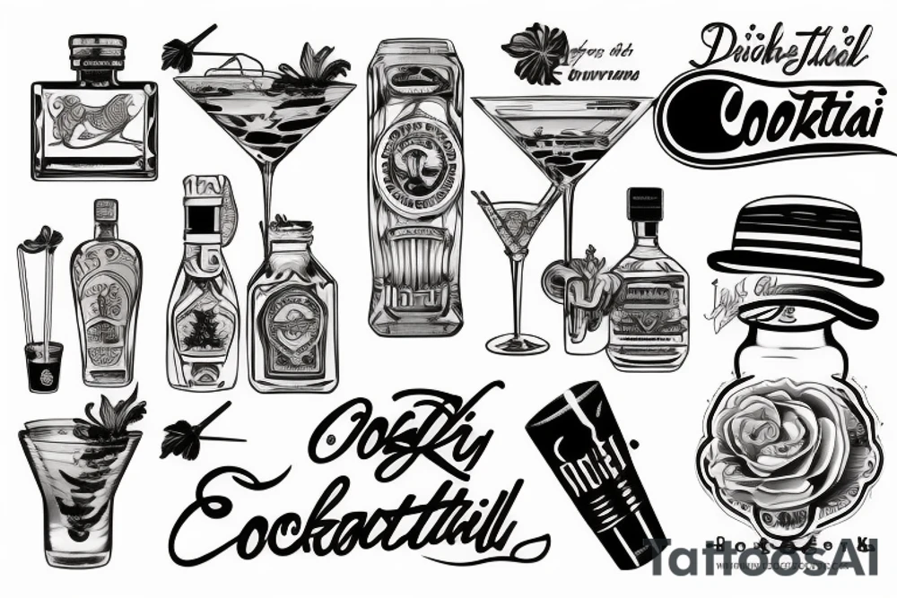cocktail held in hand tattoo idea