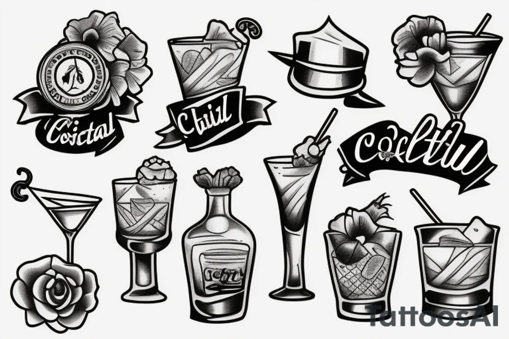 cocktail held in hand tattoo idea