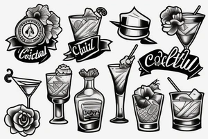cocktail held in hand tattoo idea