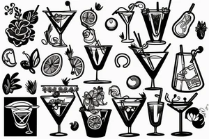 cocktail lifted upwards in hand tattoo idea