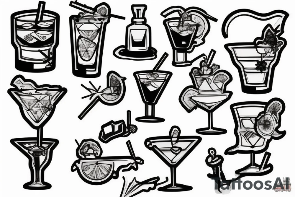 cocktail on the rocks tattoo idea