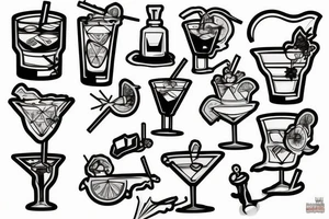 cocktail on the rocks tattoo idea