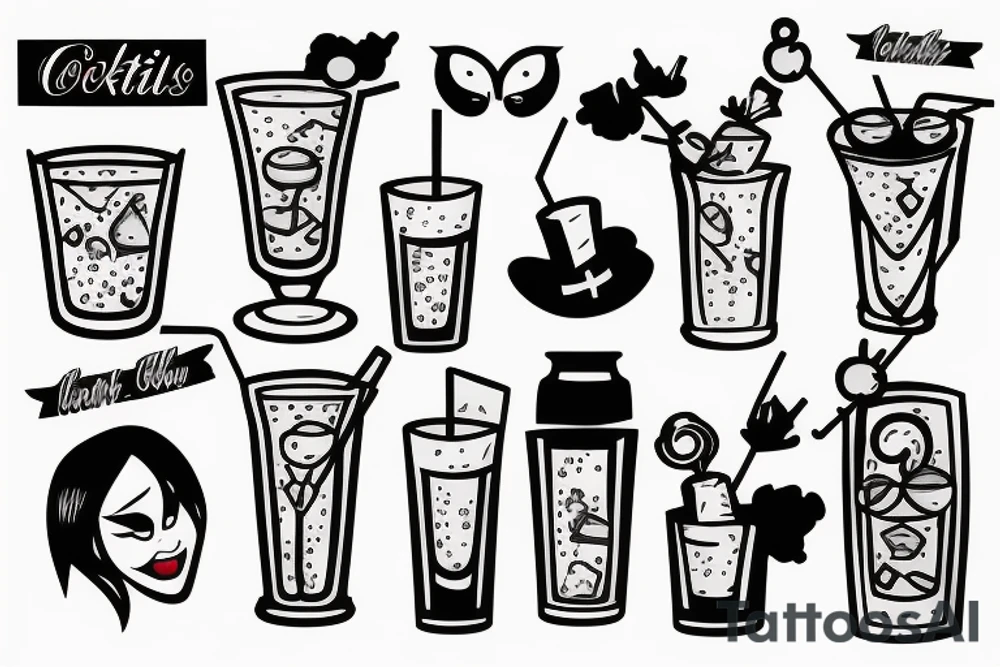 cocktail on the rocks tattoo idea