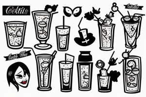 cocktail on the rocks tattoo idea