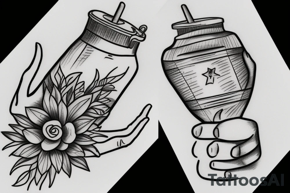hand holding cocktail tattoo idea