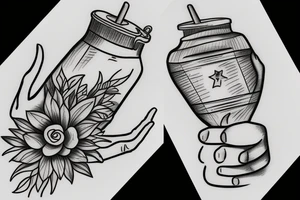 hand holding cocktail tattoo idea