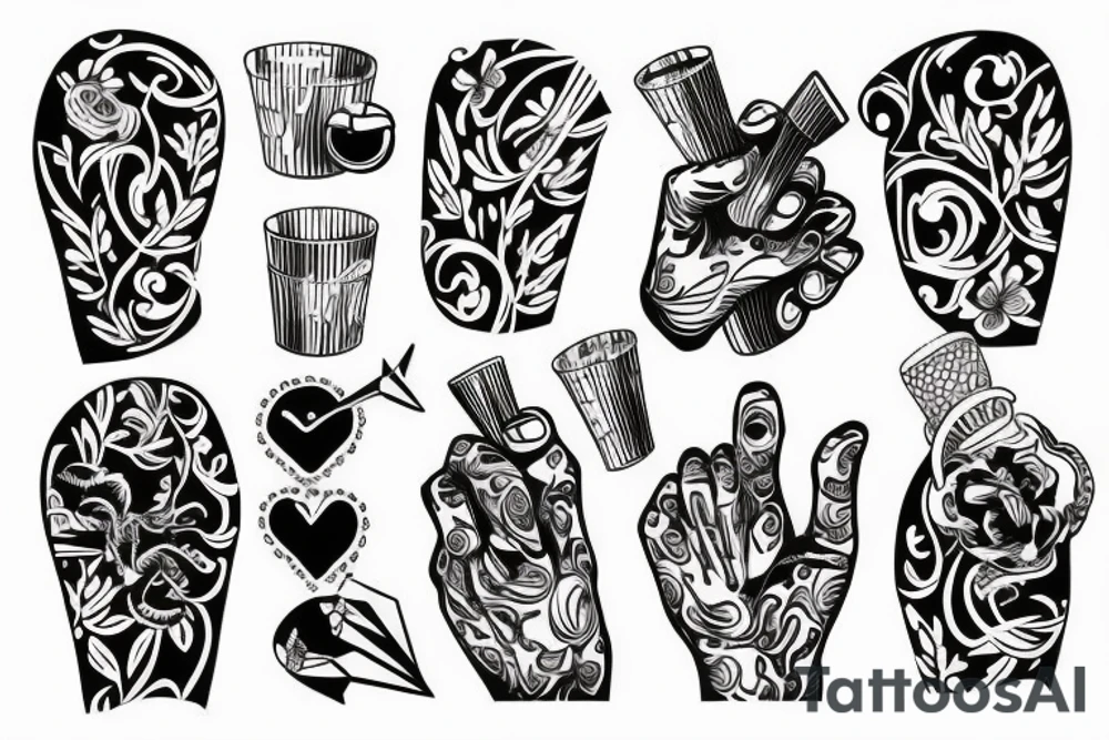 hand holding cocktail tattoo idea