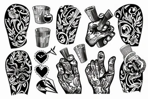 hand holding cocktail tattoo idea