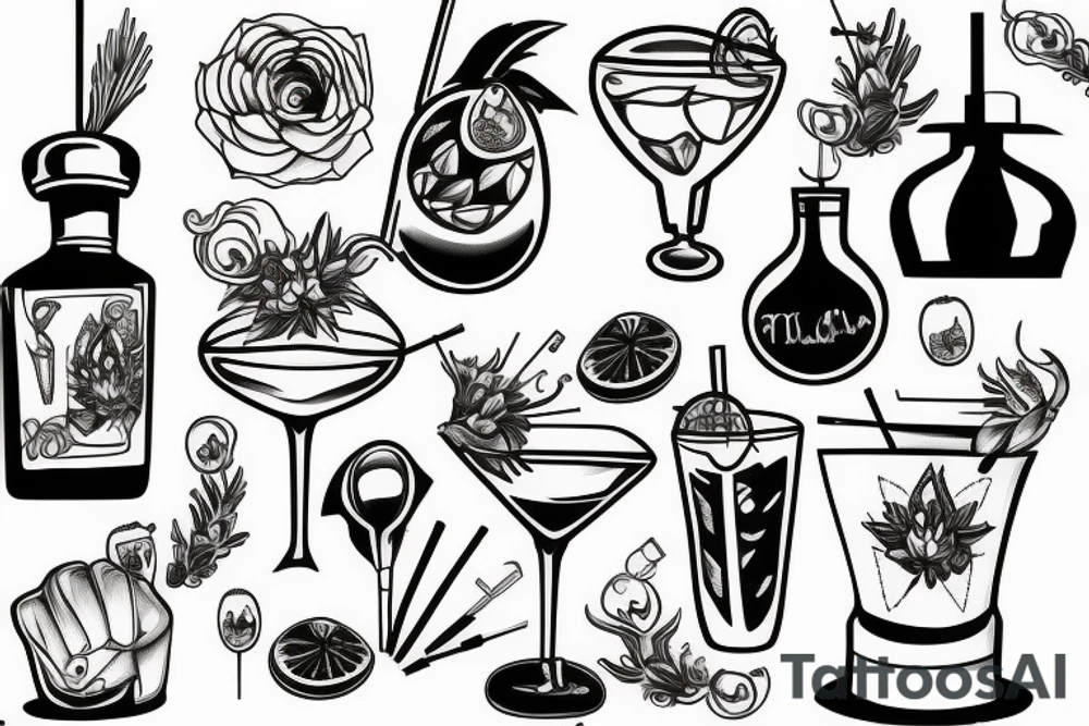 cocktail tattoo idea