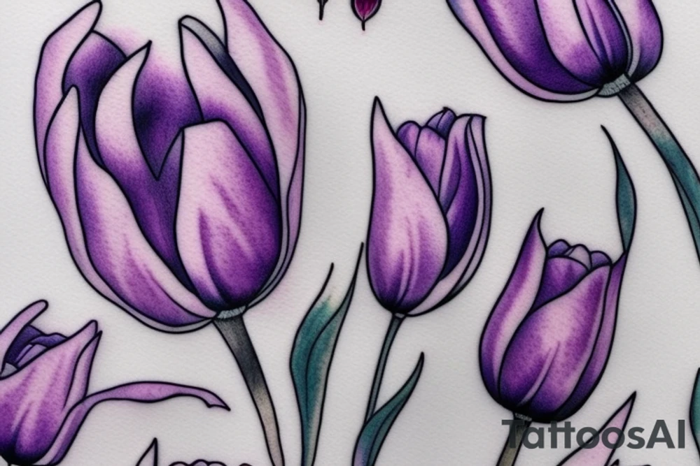 Rising sun waking a purple tulip tattoo idea