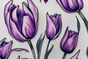 Rising sun waking a purple tulip tattoo idea