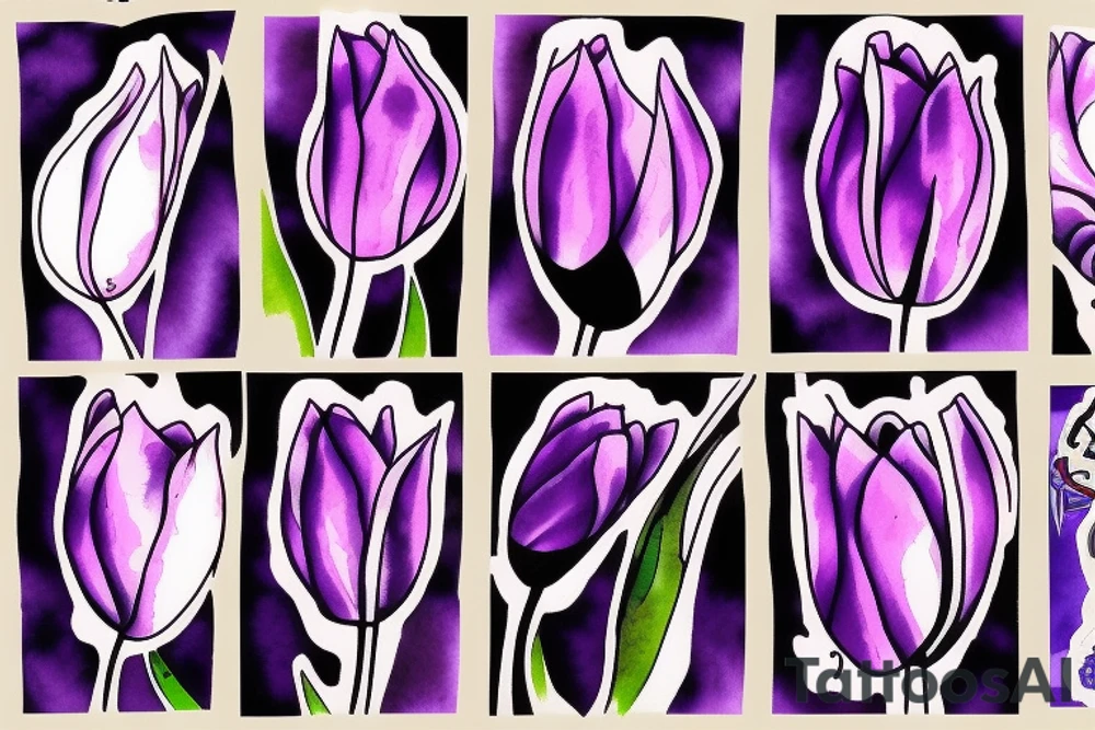 Rising sun waking a purple tulip tattoo idea