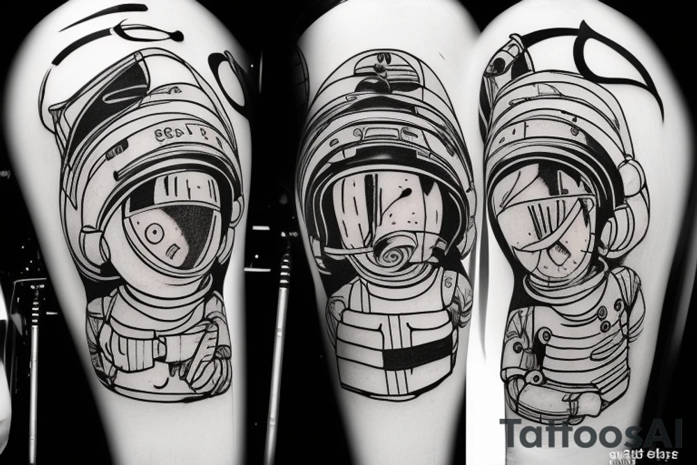 Spacemen playing cricket tattoo idea