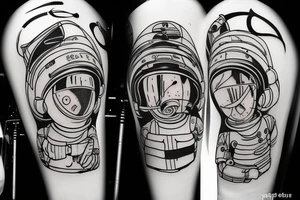 Spacemen playing cricket tattoo idea