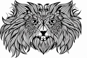 Half lion half owl with a line in the middle tattoo idea