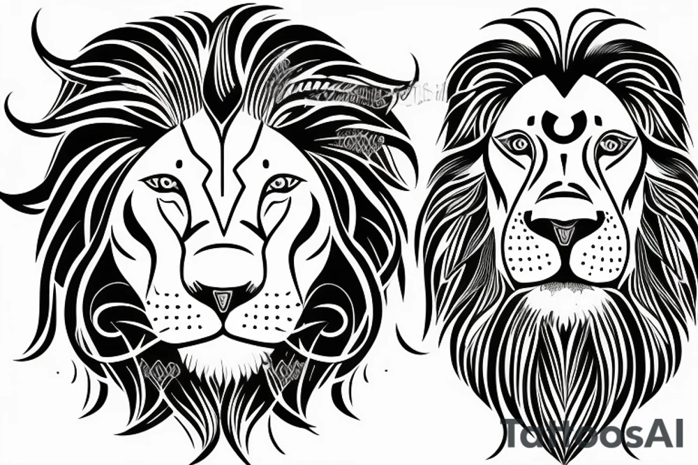 half face lion tattoo idea