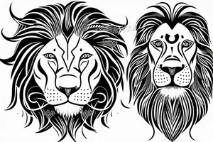 half face lion tattoo idea
