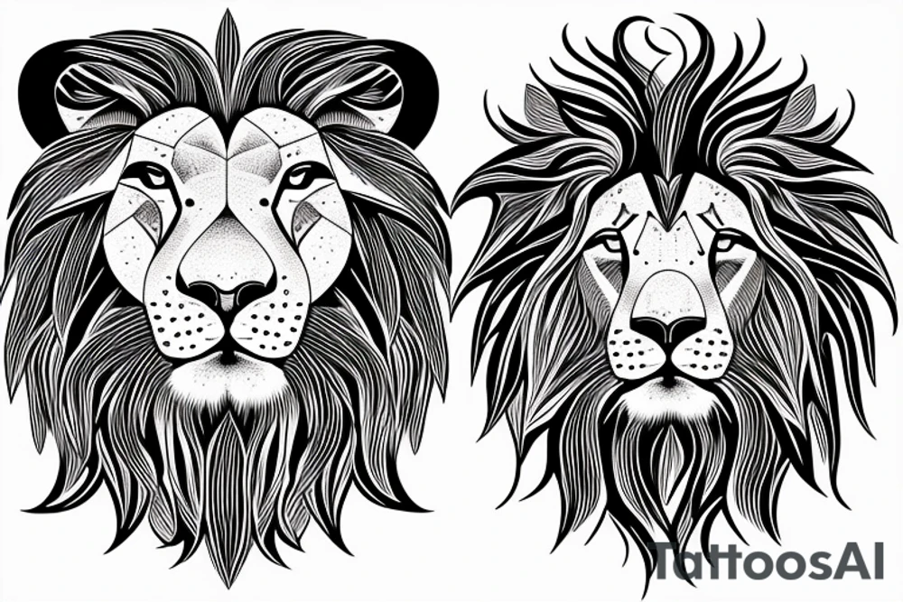 half face lion tattoo idea