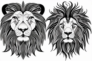 half face lion tattoo idea