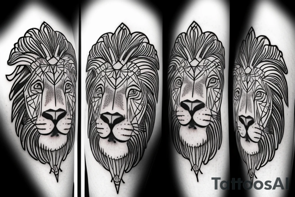half face lion tattoo idea