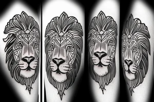 half face lion tattoo idea