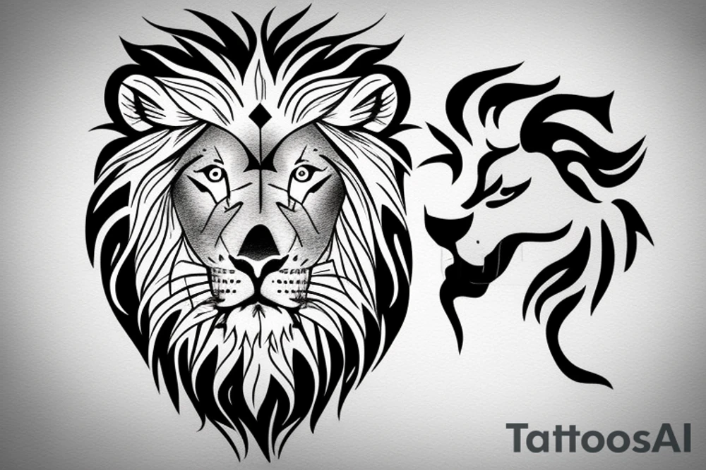 half face lion tattoo idea