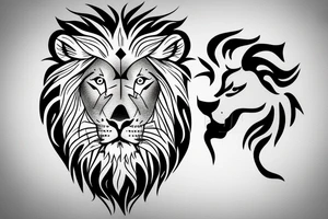 half face lion tattoo idea