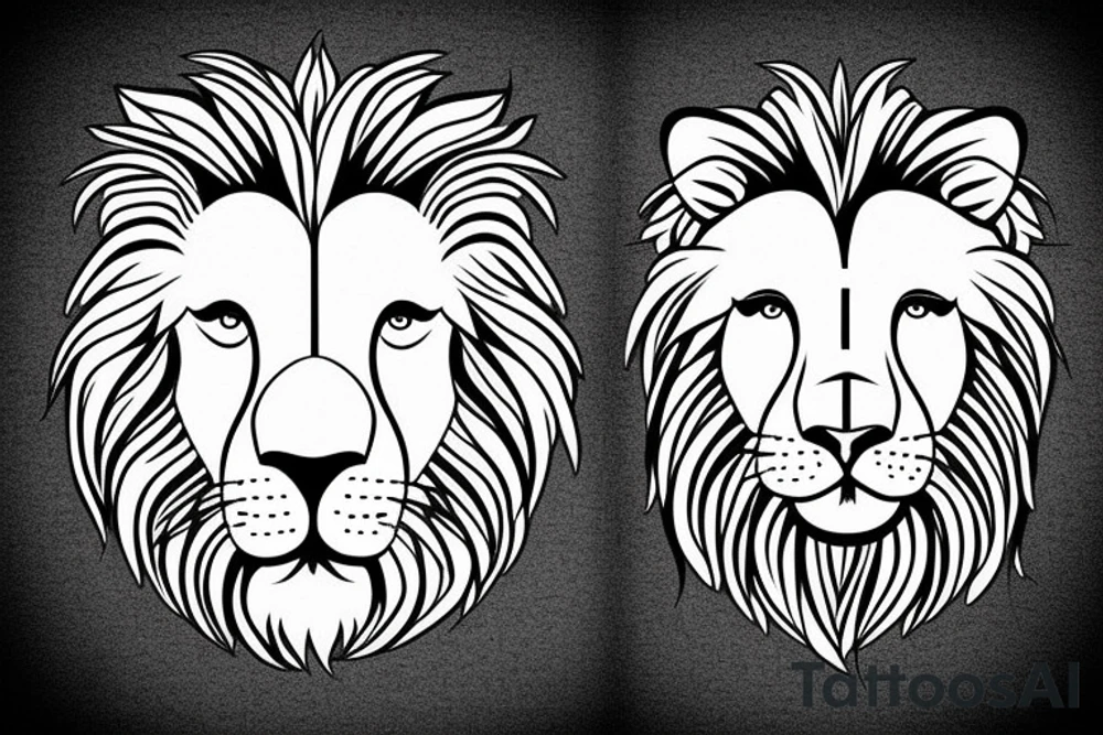 half face lion tattoo idea