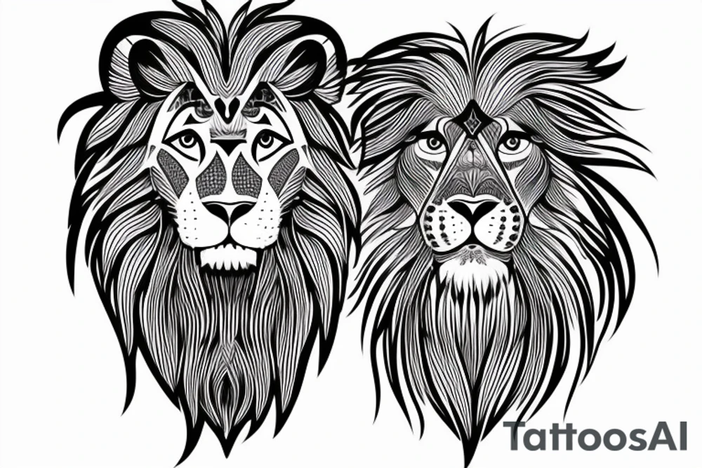 Vertical half face of a lion tattoo idea