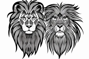 Vertical half face of a lion tattoo idea