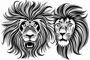 Vertical half face of a lion tattoo idea