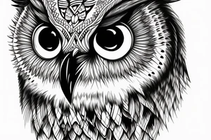 Vertical half face of an owl tattoo idea