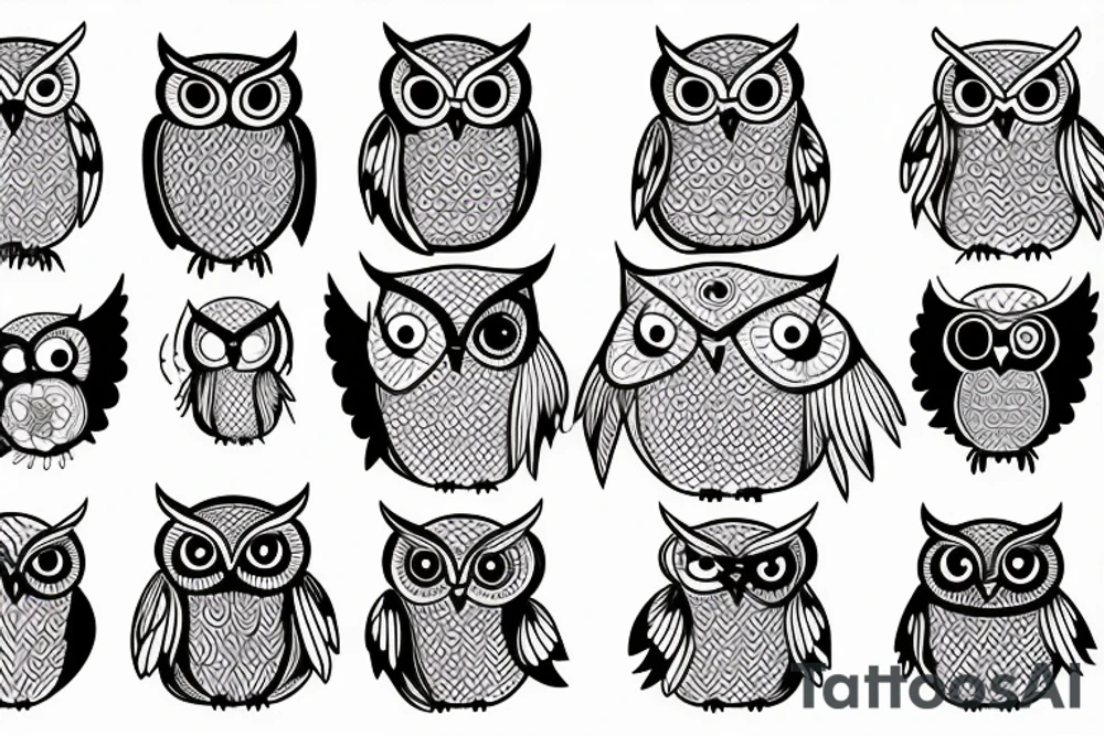 Linework owl tattoo idea