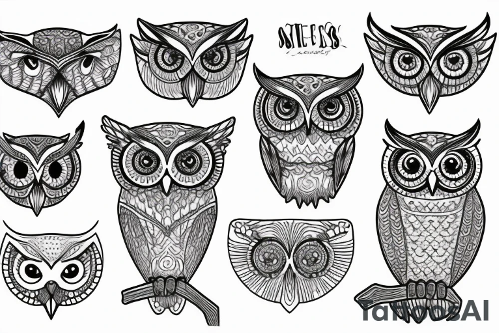 Linework owl tattoo idea