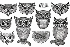 Linework owl tattoo idea