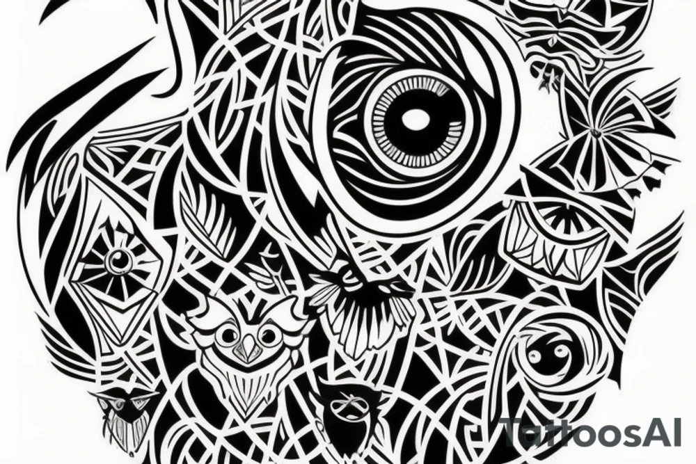 Owl head tattoo idea