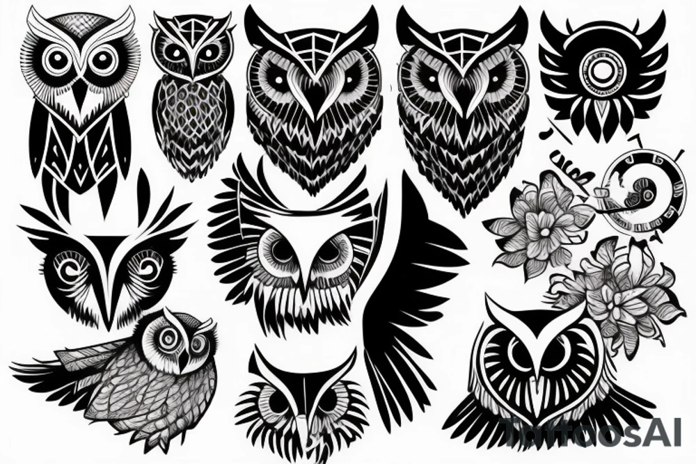 Owl head tattoo idea