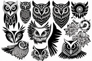 Owl head tattoo idea