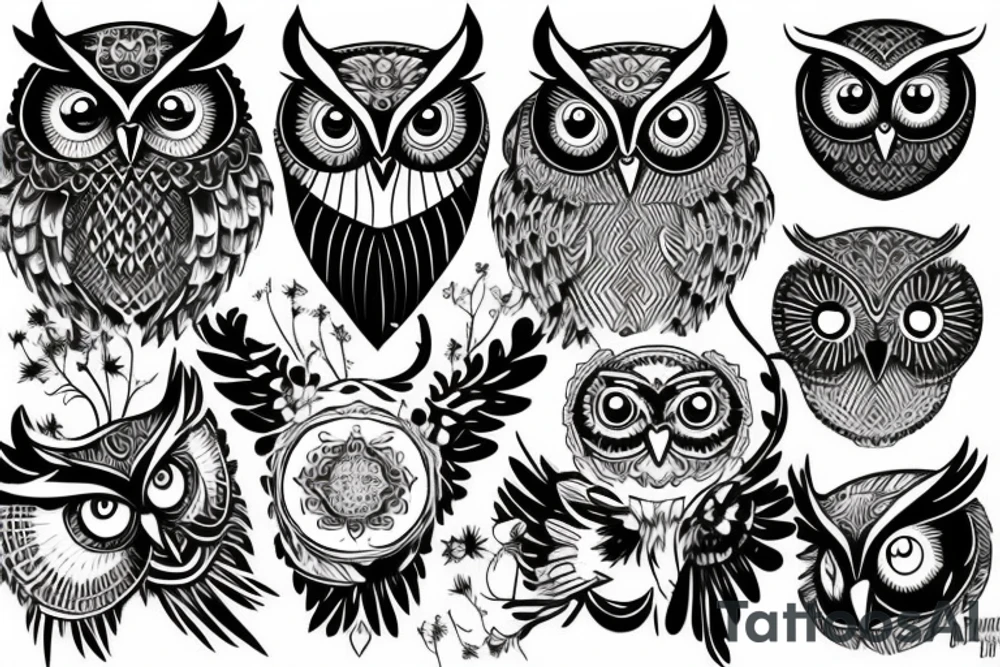 Owl head tattoo idea