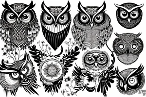 Owl head tattoo idea
