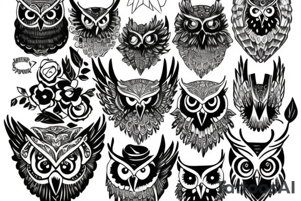 Owl head tattoo idea