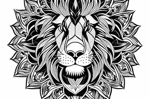 Half face lion mandala tattoo idea