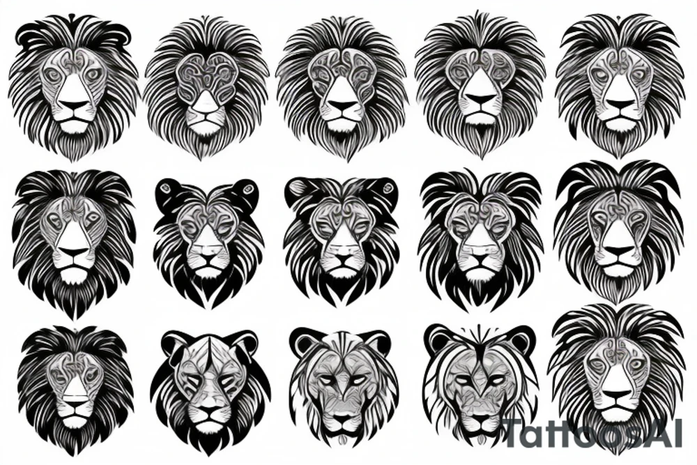 Half face lion mandala tattoo idea