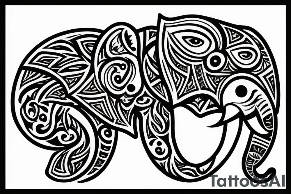 Elephant head and trunk tattoo idea